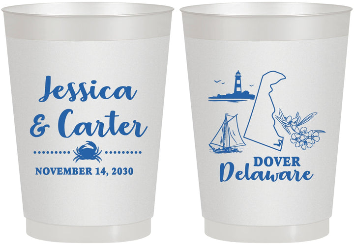 Personalized Wedding 10 oz Frosted Cups - Delaware | 157