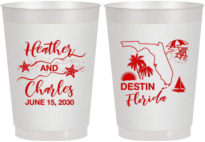 Personalized Wedding 10 oz Frosted Cups - Florida | 158