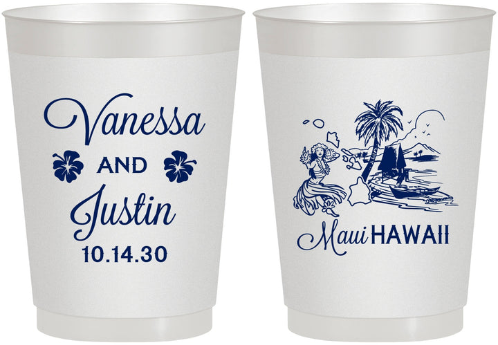 Personalized Wedding 10 oz Frosted Cups - Hawaii | 160