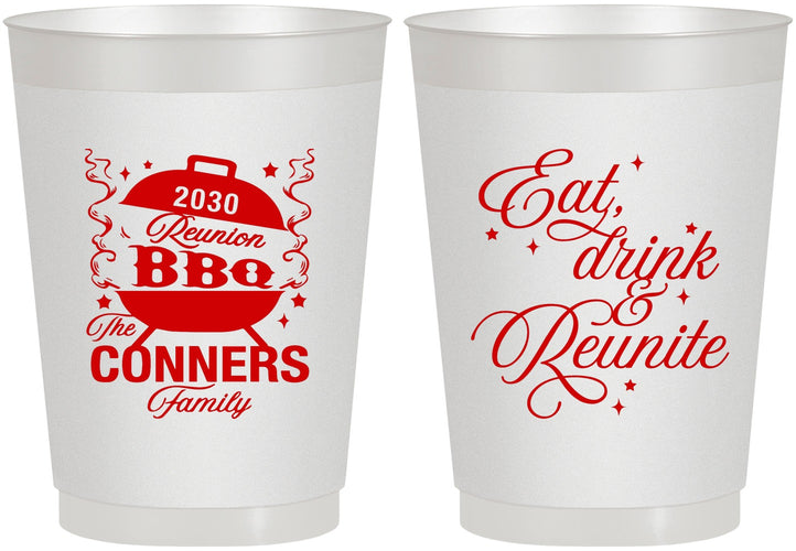 Personalized Family Reunion 10 oz Frosted Cups - Bbq Eat Drink Reunite | 160000