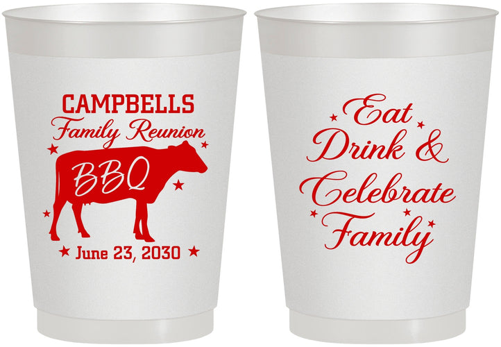 Personalized Family Reunion 10 oz Frosted Cups - Bbq Eat Drink | 160004