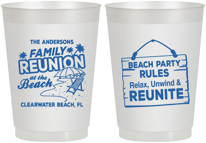 Personalized Family Reunion 10 oz Frosted Cups - Beach Reunite | 160011