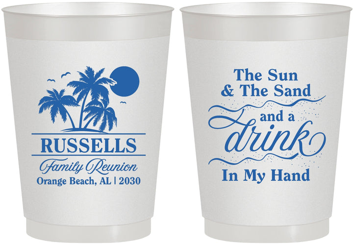 Personalized Family Reunion 10 oz Frosted Cups - Sun Sand Drink Beach | 160015