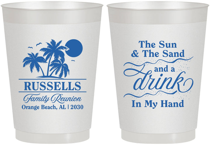 Personalized Family Reunion 10 oz Frosted Cups - Sun Sand Drink Beach | 160015