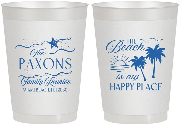 Personalized Family Reunion 10 oz Frosted Cups - Beach Is My Happy Place | 160016