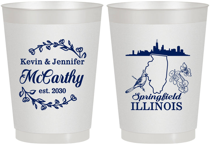 Personalized Wedding 10 oz Frosted Cups - Illinois | 162