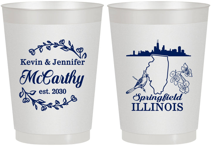 Personalized Wedding 10 oz Frosted Cups - Illinois | 162