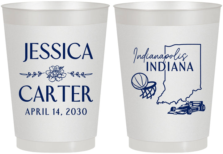 Personalized Wedding 10 oz Frosted Cups - Indiana | 163
