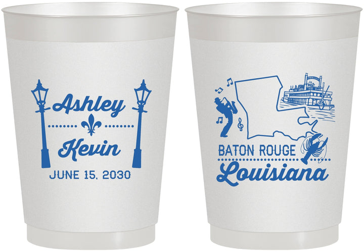 Personalized Wedding 10 oz Frosted Cups - Louisiana | 167