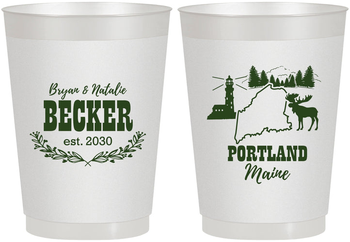 Personalized Wedding 10 oz Frosted Cups - Maine | 168