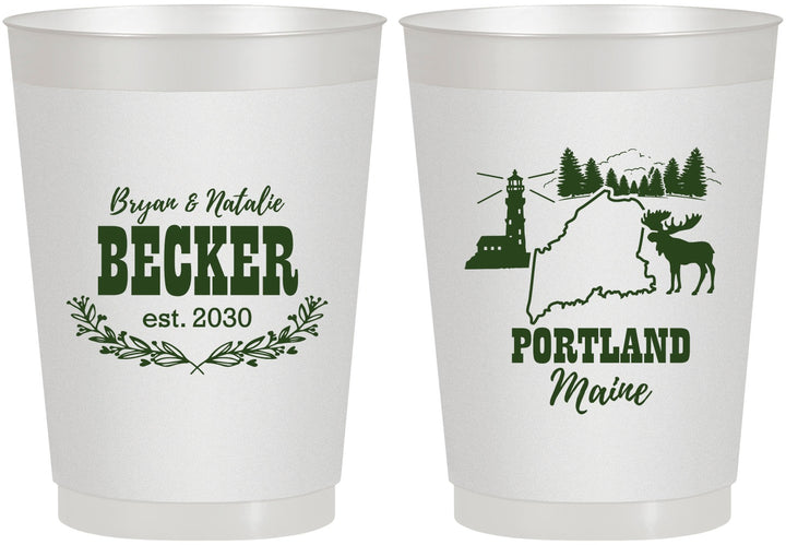 Personalized Wedding 10 oz Frosted Cups - Maine | 168