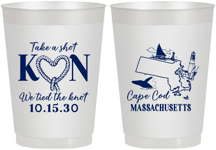 Personalized Wedding 10 oz Frosted Cups - Massachusetts | 170