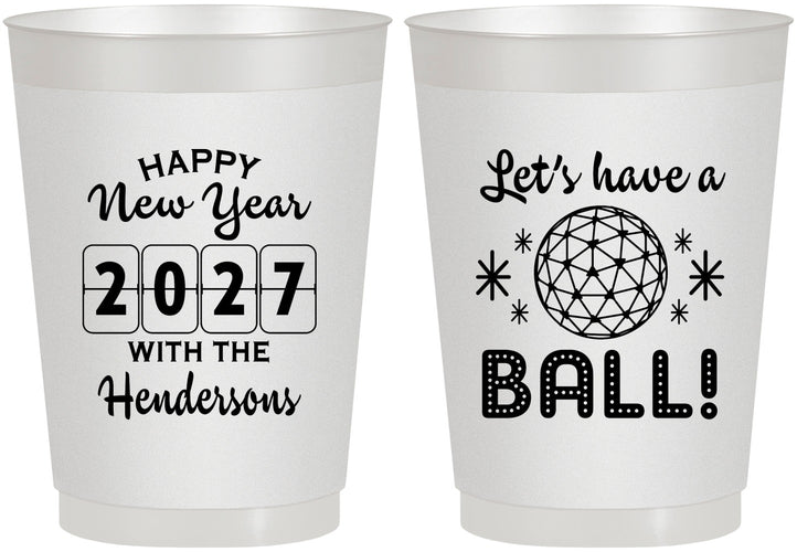 Personalized New Years 10 oz Frosted Cups - 2027 Lets Have A Ball | 170001