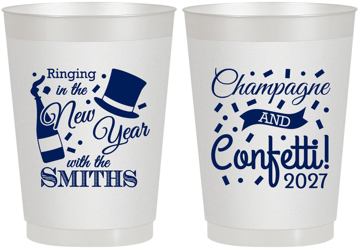 Personalized New Years 10 oz Frosted Cups - 2027 Confetti | 170003