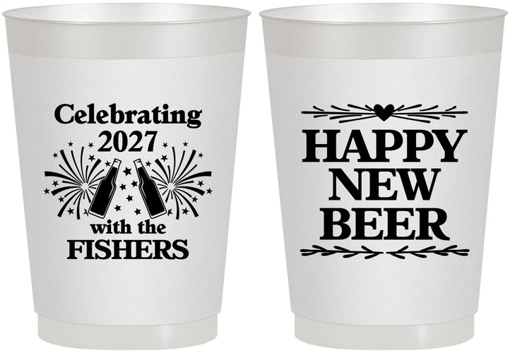 Personalized New Years 10 oz Frosted Cups - 2027 Happy New Beer | 170004