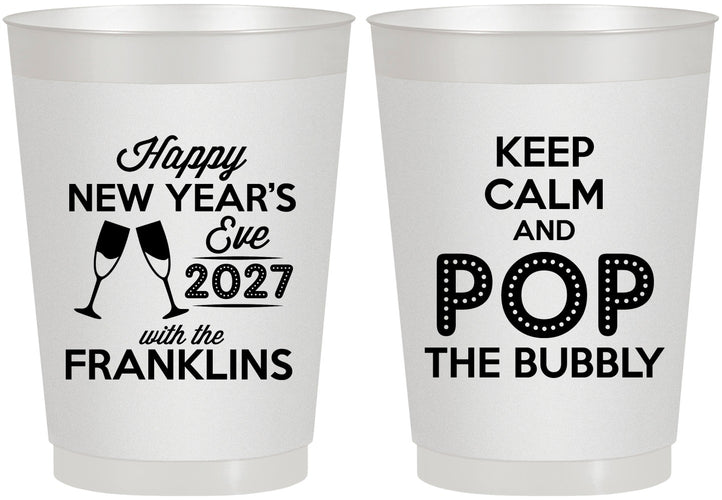 Personalized New Years 10 oz Frosted Cups - 2027 Pop The Bubbly | 170006