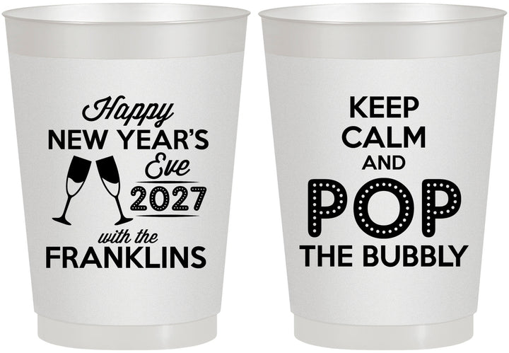 Personalized New Years 10 oz Frosted Cups - 2027 Pop The Bubbly | 170006
