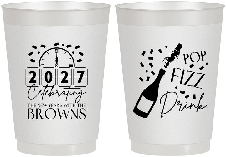 Personalized New Years 10 oz Frosted Cups - 2027 Pop Fizz Drink | 170009