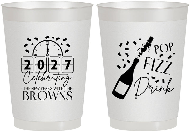 Personalized New Years 10 oz Frosted Cups - 2027 Pop Fizz Drink | 170009