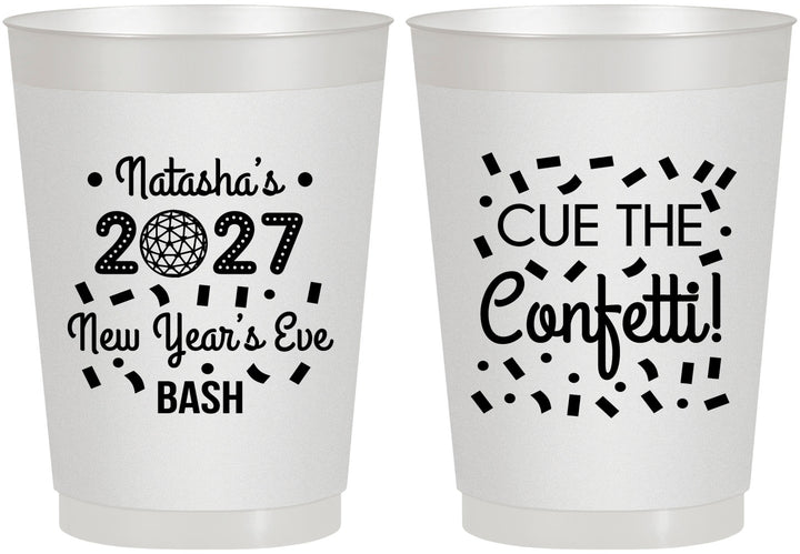 Personalized New Years 10 oz Frosted Cups - 2027 Nye Confetti | 170012