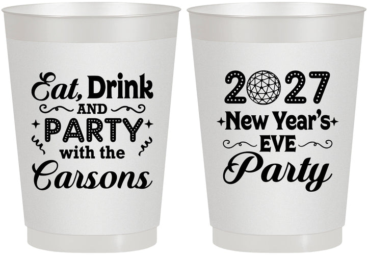 Personalized New Years 10 oz Frosted Cups - 2027 Eat Drink Party | 170022