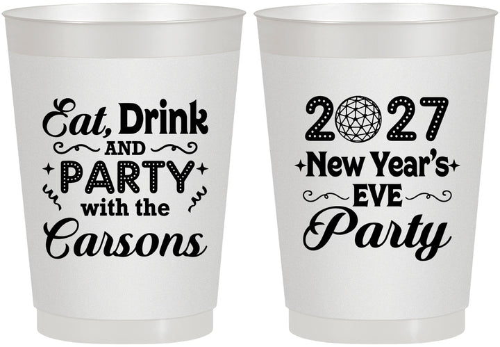 Personalized New Years 10 oz Frosted Cups - 2027 Eat Drink Party | 170022