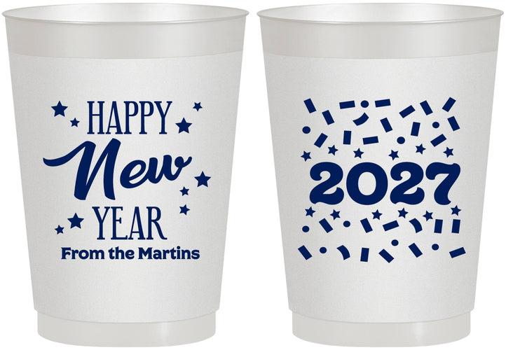 Personalized New Years 10 oz Frosted Cups - 2027 Confetti | 170027