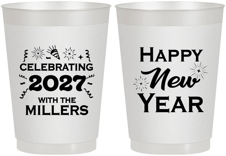 Personalized New Years 10 oz Frosted Cups - 2027 Nye Confetti | 170028