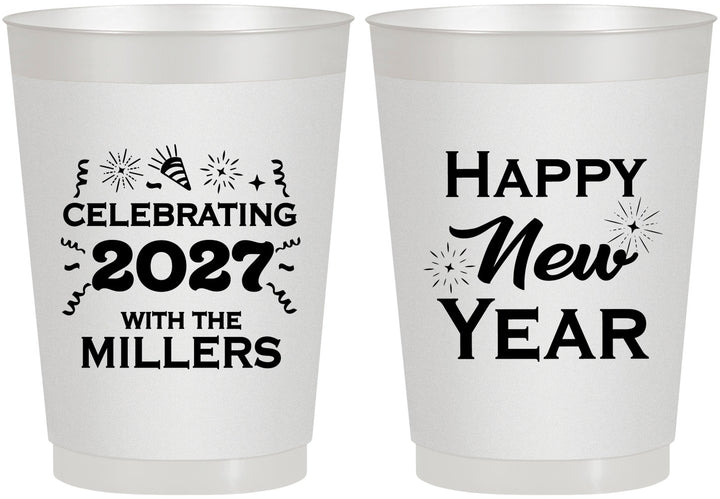 Personalized New Years 10 oz Frosted Cups - 2027 Nye Confetti | 170028
