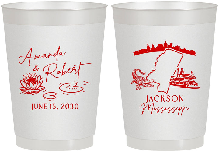 Personalized Wedding 10 oz Frosted Cups - Mississippi | 173