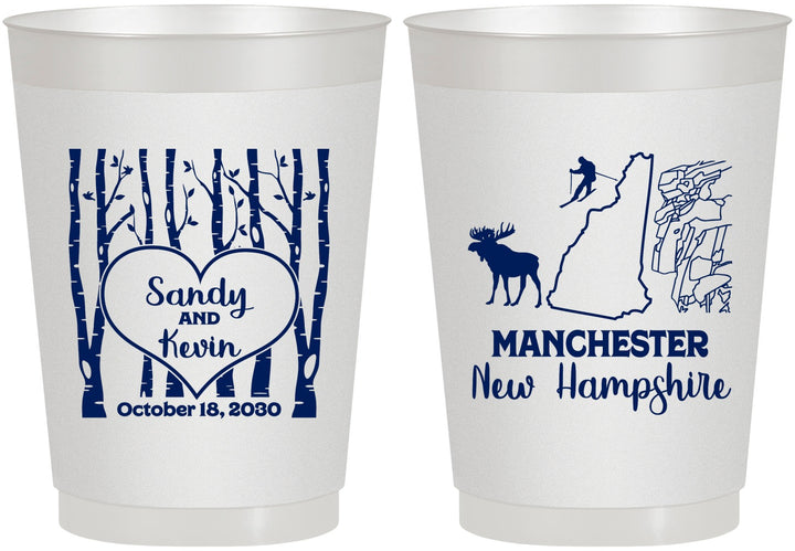Personalized Wedding 10 oz Frosted Cups - New Hampshire | 178