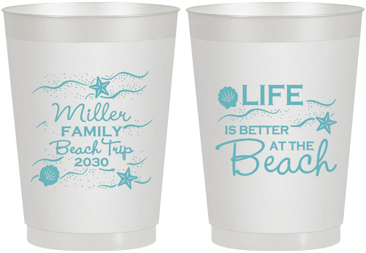 Personalized Family Vacation 10 oz Frosted Cups - Life Is Better At The Beach | 180001