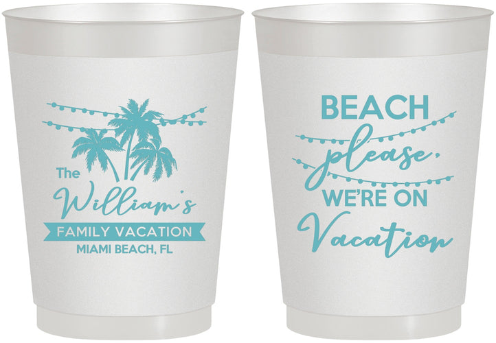 Personalized Family Vacation 10 oz Frosted Cups - Beach Please | 180004