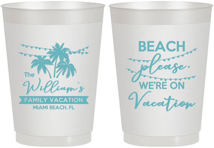 Personalized Family Vacation 10 oz Frosted Cups - Beach Please | 180004