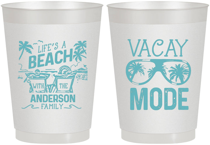 Personalized Family Vacation 10 oz Frosted Cups - Lifes A Beach | 180008