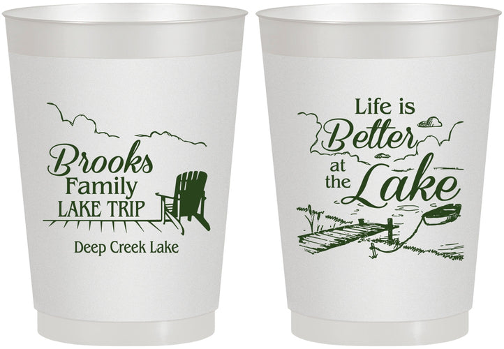 Personalized Family Vacation 10 oz Frosted Cups - Lake Camping | 180012