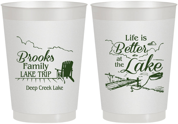 Personalized Family Vacation 10 oz Frosted Cups - Lake Camping | 180012