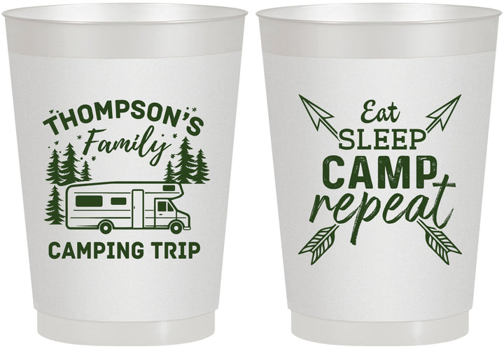 Personalized Family Vacation 10 oz Frosted Cups - Camping Trip | 180016