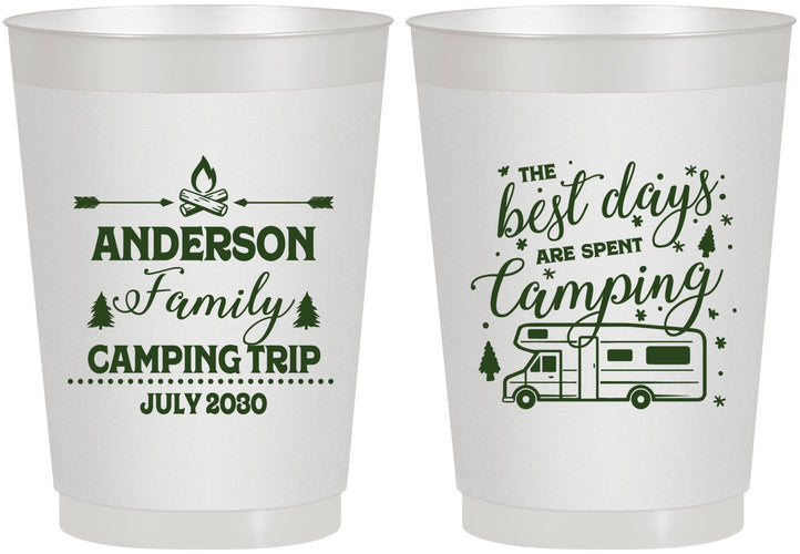 Personalized Family Vacation 10 oz Frosted Cups - Camping Trip | 180017