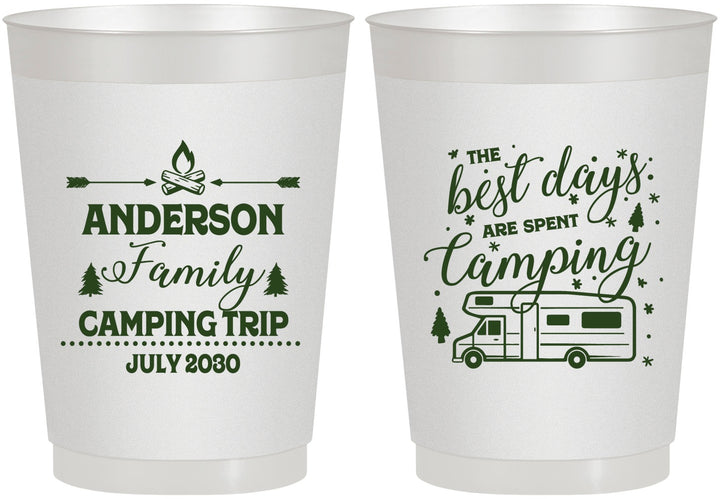 Personalized Family Vacation 10 oz Frosted Cups - Camping Trip | 180017