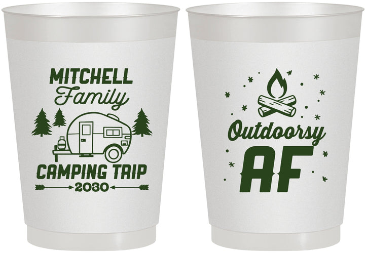 Personalized Family Vacation 10 oz Frosted Cups - Camping Trip | 180018