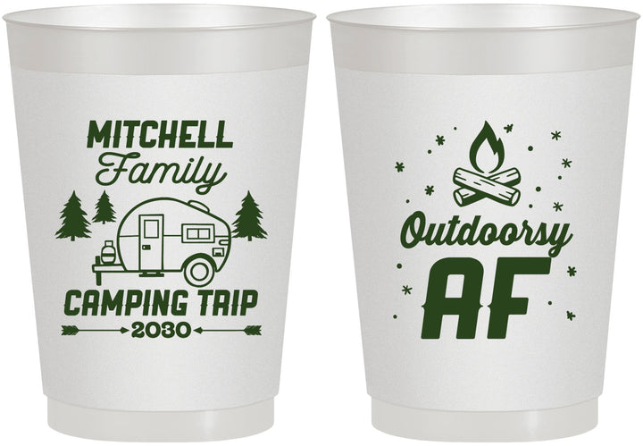Personalized Family Vacation 10 oz Frosted Cups - Camping Trip | 180018