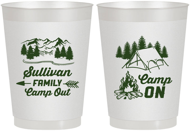 Personalized Family Vacation 10 oz Frosted Cups - Family Camp Out | 180019
