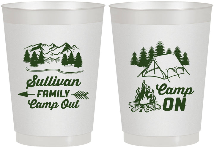 Personalized Family Vacation 10 oz Frosted Cups - Family Camp Out | 180019