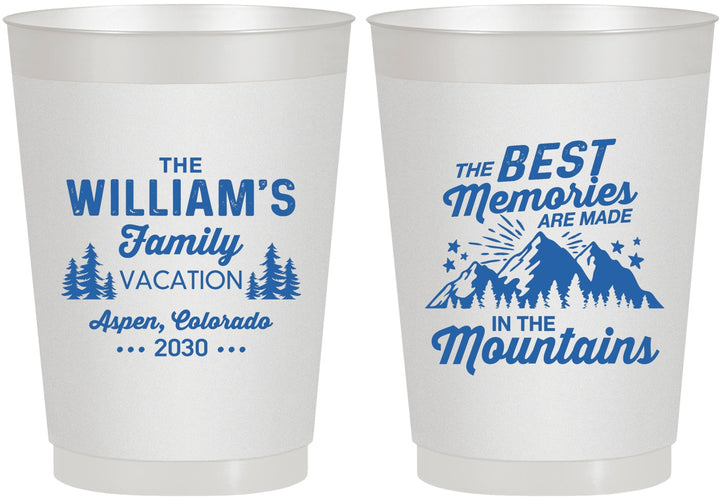 Personalized Family Vacation 10 oz Frosted Cups - Mountains | 180022