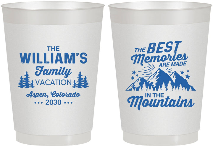 Personalized Family Vacation 10 oz Frosted Cups - Mountains | 180022