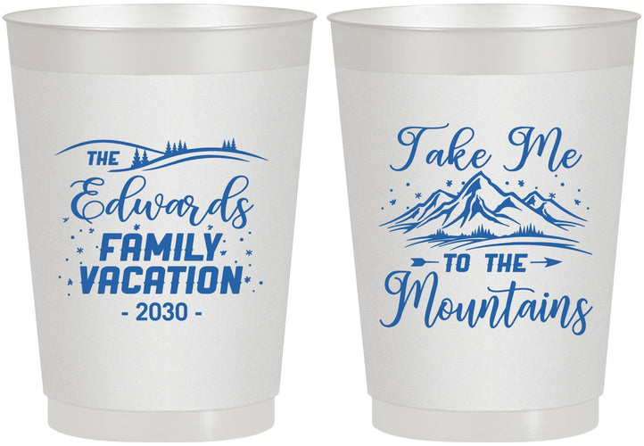 Personalized Family Vacation 10 oz Frosted Cups - Mountains | 180024