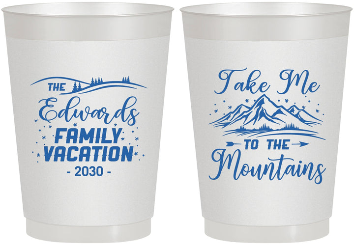 Personalized Family Vacation 10 oz Frosted Cups - Mountains | 180024