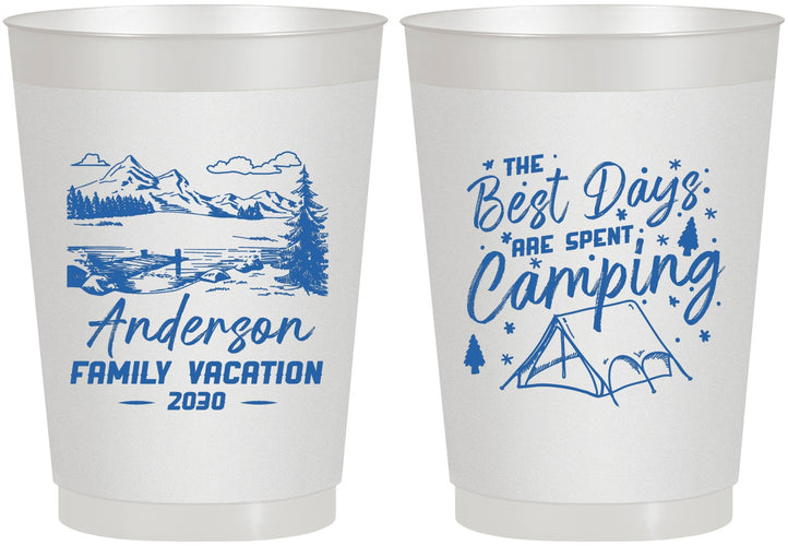 Personalized Family Vacation 10 oz Frosted Cups - Camping Trip | 180025