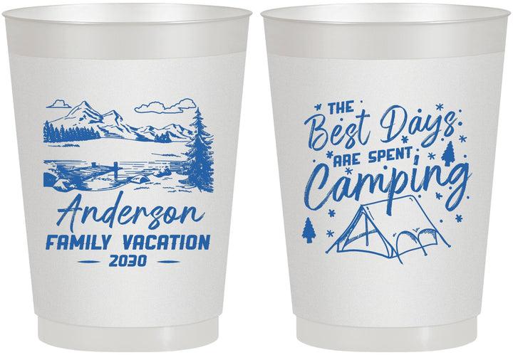 Personalized Family Vacation 10 oz Frosted Cups - Camping Trip | 180025